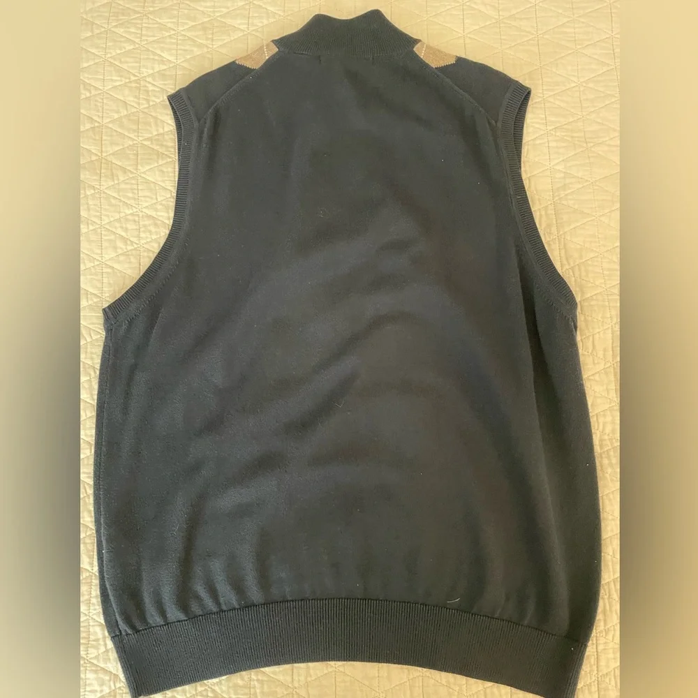 CARNOUSTIE Pima Cotton 1/4 Zip Sleeveless Argyle Golf Sweater Size‎ XL